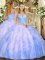 Tulle Sleeveless Floor Length Vestidos de Quinceanera and Beading and Ruffles