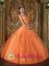 Gorgeous Orange Quinceanera Dress In New York Sweetheart Appliques Floor-length Organza Ball Gown