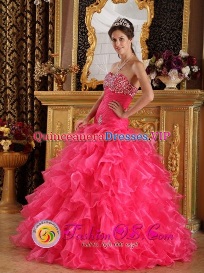 Springfield Missouri/MO Beautiful Mermaid Ruffles and Beaded Decorate Bust Sweet 16 Dresses With Sweetheart Florr-length - Click Image to Close