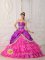 Hot Pink Ruffles Layered Parker AZ Quinceanera Dress With Appliques and Lace