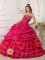 Killington Vermont/VT Hot Pink Ball Gown Quinceanera Dress For Beaded Decorate Strapless Neckline Floor-length Ball Gown