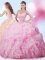 Pick Ups Sweetheart Sleeveless Brush Train Lace Up 15 Quinceanera Dress Rose Pink Organza