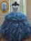 Customized Teal Lace Up Sweetheart Beading and Ruffles Quinceanera Gowns Organza Sleeveless