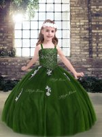 Elegant Green Sleeveless Floor Length Appliques Lace Up Winning Pageant Gowns(SKU PAG1251-6BIZ)