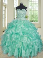 Attractive Floor Length Lace Up Ball Gown Prom Dress Apple Green for Military Ball and Sweet 16 and Quinceanera with Beading and Ruffles(SKU PSSW0255BIZ)