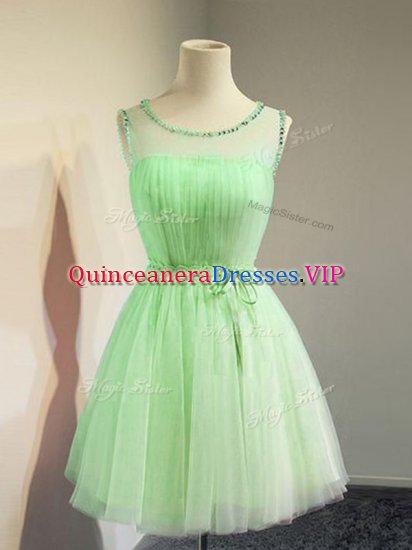 Perfect Scoop Sleeveless Quinceanera Court Dresses Knee Length Belt Tulle - Click Image to Close