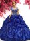 Beading and Ruffles Quinceanera Dress Royal Blue Lace Up Sleeveless Floor Length