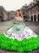 Artistic Organza Sweetheart Sleeveless Lace Up Embroidery and Ruffled Layers Sweet 16 Dress in Green
