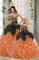 Orange Red Sleeveless Organza Lace Up Sweet 16 Dresses for Military Ball and Sweet 16 and Quinceanera