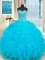 Baby Blue Ball Gowns Sweetheart Sleeveless Organza Floor Length Lace Up Beading and Ruffles Sweet 16 Dresses