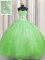 Trendy Zipper Up Organza Zipper Quinceanera Gowns Sleeveless Floor Length Beading and Appliques