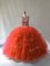 Vintage Orange Red Scoop Neckline Beading and Ruffles Vestidos de Quinceanera Sleeveless Lace Up