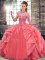 Pretty Floor Length Ball Gowns Sleeveless Watermelon Red Sweet 16 Dress Lace Up