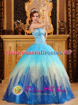 Sturgis South Dakota/SD Gorgeous Multi-color Blue Quinceanera Dress with Sweetheart Neckline and Beading Decorate