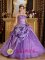 Strapless Taffeta Customize Lavender Appliques Quinceanera Dress Albany NY With Hand flower and Pick-ups Decorate