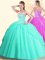 Floor Length Apple Green 15 Quinceanera Dress Tulle Sleeveless Beading