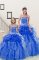 Pick Ups Ball Gowns Sweet 16 Dress Blue Sweetheart Organza Sleeveless Floor Length Lace Up