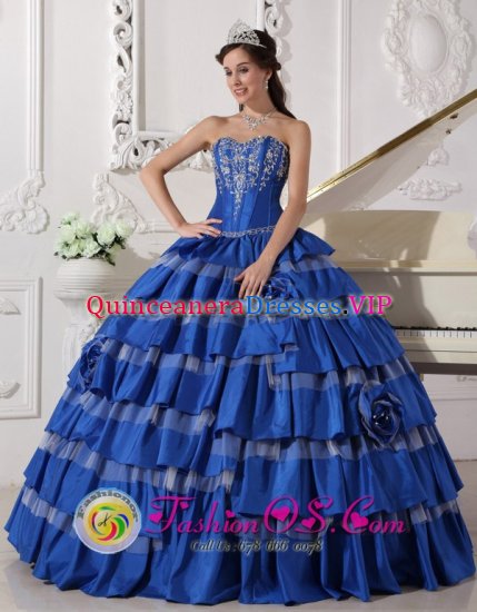 San Rafael California/CA Sweetheart For Blue Stylish Quinceanera Dress With Ruffles Layered and Embroidery - Click Image to Close
