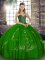 Floor Length Green Sweet 16 Dresses Sweetheart Sleeveless Lace Up