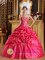 Celina Ohio/OH Gorgeous Hot Pink Quinceanera Dress Strapless Floor-length Taffeta Ball Gown with Appliques, Embroidery And Pick-ups