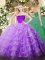 Romantic Strapless Sleeveless Zipper Quinceanera Dresses Lilac Tulle