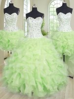 Four Piece Yellow Green Sleeveless Beading and Ruffles Floor Length Sweet 16 Dresses(SKU PSSW0276KC003BIZ)
