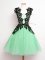 Wonderful Sleeveless Tulle Knee Length Lace Up Quinceanera Court of Honor Dress in Apple Green with Lace