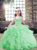 Pretty Tulle Lace Up Kids Formal Wear Sleeveless Floor Length Beading and Ruffles(SKU PAG1245-4BIZ)
