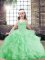Pretty Tulle Lace Up Kids Formal Wear Sleeveless Floor Length Beading and Ruffles
