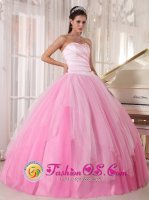 Hopewell Virginia/VA Taffeta and tulle Beaded Bodice With Pink Sweetheart Neckline In California Quinceanera Dress