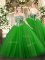 Fancy Beading Sweet 16 Dresses Green Lace Up Sleeveless Floor Length