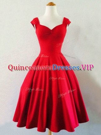 Sleeveless Ruching Lace Up Dama Dress