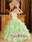 Elegant Sweetheart Neckline Beaded and Ruffles Decorate Apple Green Quinceanera Dress IN Hot Springs Arkansas/AR