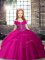 Floor Length Ball Gowns Sleeveless Fuchsia Evening Gowns Lace Up