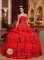 Ponca City Oklahoma/OK Appliques Beautiful Red Quinceanera Dress For Formal Evening Sweetheart Taffeta Ball Gown
