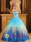 Dietikon Switzerland Gorgeous Multi-color Blue Quinceanera Dress with Sweetheart Neckline and Beading Decorate
