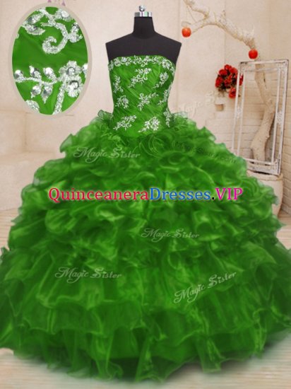 Dynamic Strapless Lace Up Beading and Appliques 15 Quinceanera Dress Sleeveless - Click Image to Close
