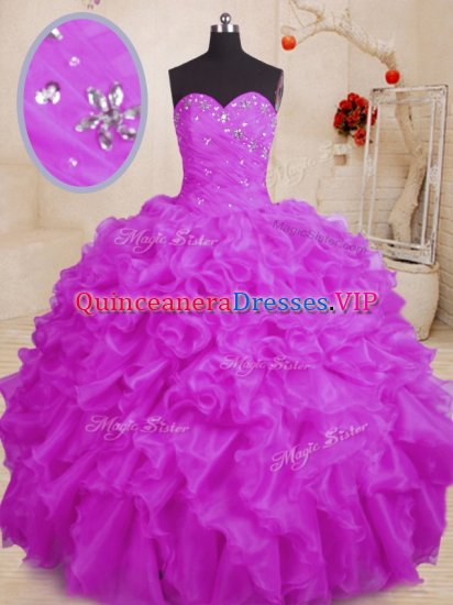 Extravagant Sweetheart Sleeveless Lace Up Sweet 16 Dresses Purple Organza - Click Image to Close