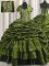Elegant Taffeta Short Sleeves With Train Sweet 16 Dress Brush Train and Ruffled Layers