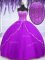 Floor Length Purple Military Ball Gowns Tulle Sleeveless Beading and Sequins
