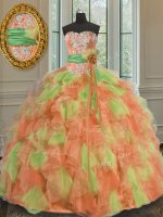 Multi-color Sleeveless Organza Lace Up 15th Birthday Dress for Military Ball and Sweet 16 and Quinceanera