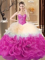 Exquisite Beading and Ruffles 15th Birthday Dress Multi-color Lace Up Sleeveless Floor Length(SKU SJQDDT2064002-10BIZ)