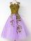 Artistic Sleeveless Tulle Knee Length Lace Up Quinceanera Court Dresses in Lavender with Appliques