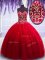 Ball Gowns 15 Quinceanera Dress Red Sweetheart Tulle Sleeveless Floor Length Lace Up