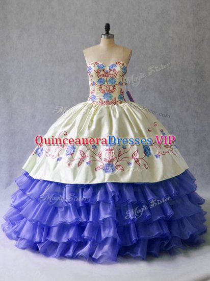 Satin and Organza Sleeveless Floor Length Sweet 16 Dresses and Beading and Embroidery - Click Image to Close