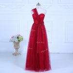 Popular Wine Red Tulle Zipper One Shoulder Sleeveless Floor Length Quinceanera Court Dresses Ruching(SKU SWBD191BIZ)