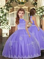 Lavender High-neck Neckline Appliques Kids Pageant Dress Sleeveless Backless(SKU PAG1152BIZ)