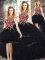 Modern Organza Scoop Sleeveless Zipper Embroidery and Ruffles Quinceanera Dresses in Black