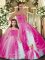 Hot Pink Ball Gowns Ruffles 15 Quinceanera Dress Lace Up Tulle Sleeveless Floor Length