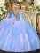 Fine Floor Length Aqua Blue Quinceanera Gown Sweetheart Sleeveless Lace Up